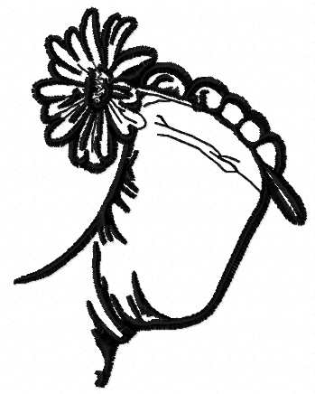 Foot holding a flower free embroidery design