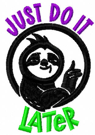 Just do it later free embroidery design