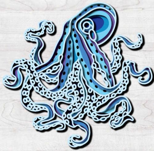More information about "Octopus free multilayer cut file plywood 3D mandala"