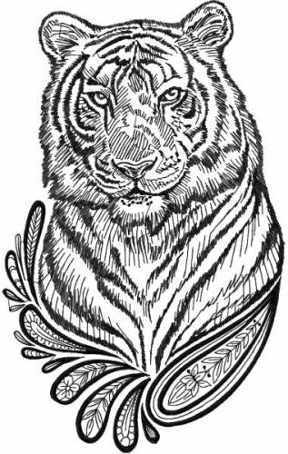 More information about "Tiger sketch style black and white free embroidery design"