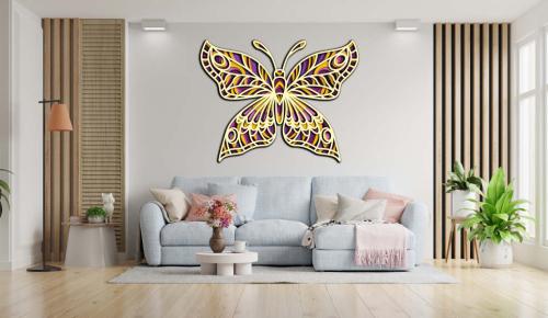 More information about "Yellow butterfly free multilayer cut file plywood 3D mandala"