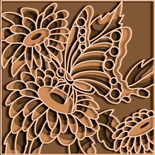 More information about "Butterfly with flower framed free multilayer cut file plywood 3D mandala"