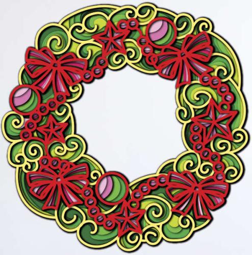 More information about "Christmas wreath free multilayer cut file plywood 3D"