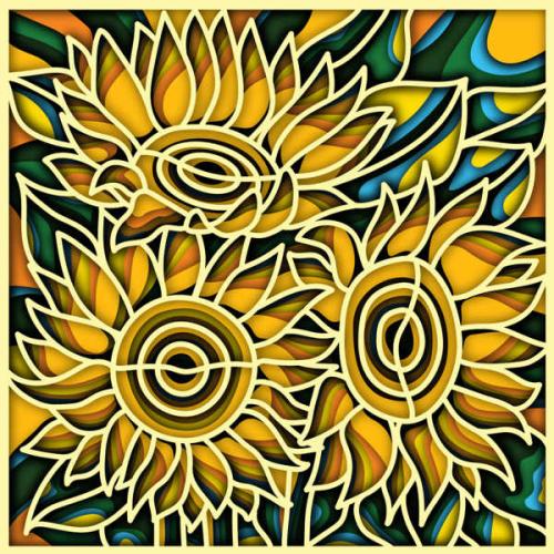 More information about "Sunflowers framed free multilayer cut file plywood 3D mandala"