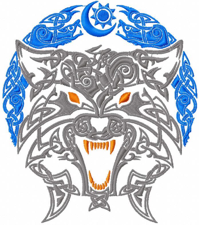 Tribal wolf free embroidery design