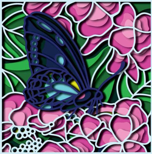 More information about "Butterfly hydrangea free multilayer cut file 3D mandala"
