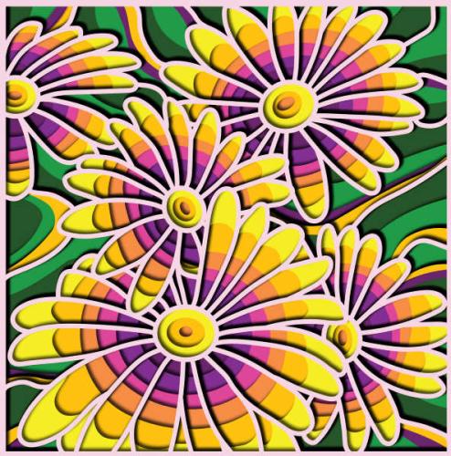More information about "Exotic daisies free cut file 3D mandala"