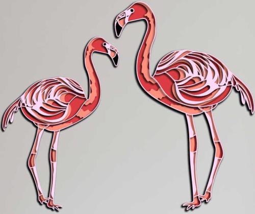 More information about "Flamingos free multilayer cut file 3D mandala"