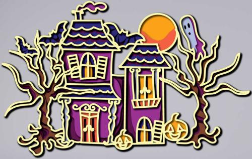 More information about "Halloween house free multilayer cut file 3D mandala"