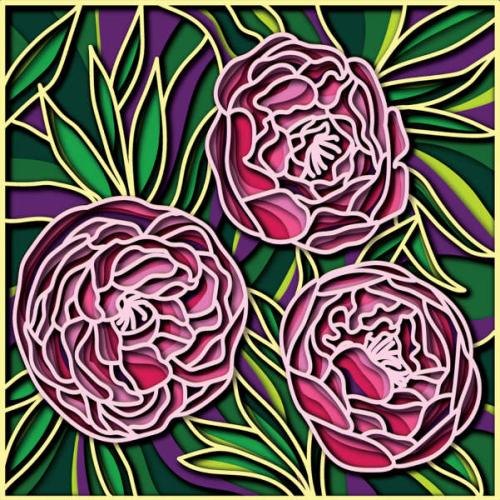 More information about "Peonies framed free multilayer cut file 3D mandala"