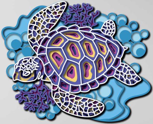 More information about "Sea turtle free multilayer cut file 3D mandala"