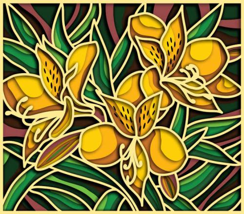 More information about "Yellow lilies free multilayer cut file 3D mandala"