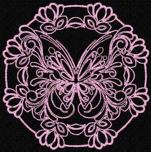 Framed butterfly free embroidery design