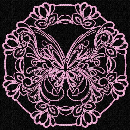More information about "Framed butterfly free embroidery design"