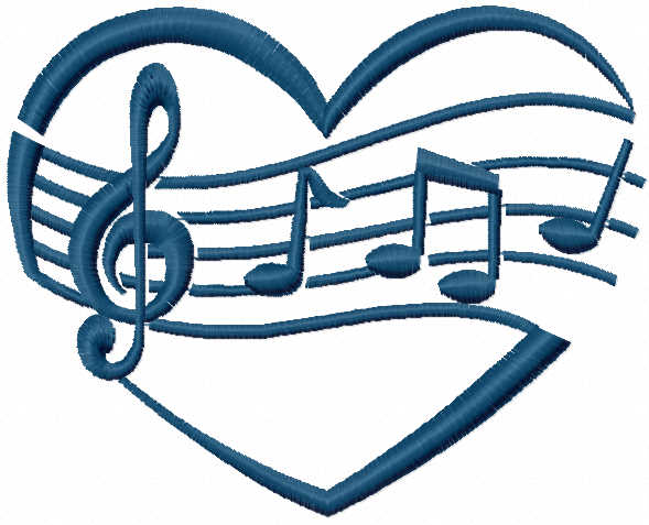 Music heart free embroidery design