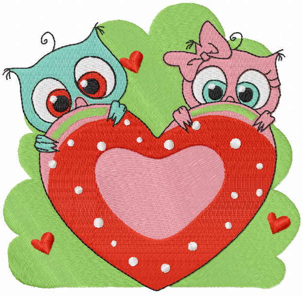 Owl valentines day free embroidery design