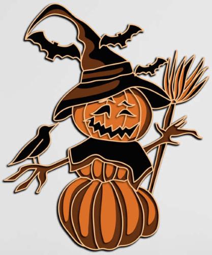 More information about "Pumpkin scarecrow multilayer cut file 3D mandala"