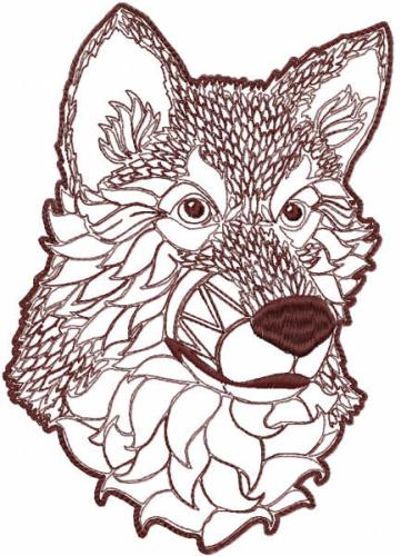 More information about "Wolf one colored free embroidery design"