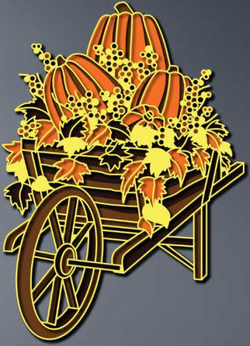 More information about "Cart with pumpkins free multilayer cut file 3D"
