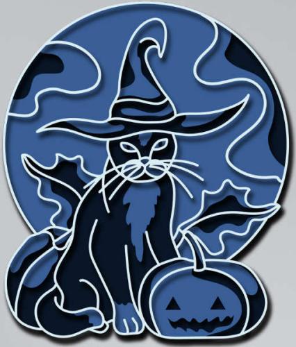 More information about "Cat halloween free multilayer cut file 3D mandala"