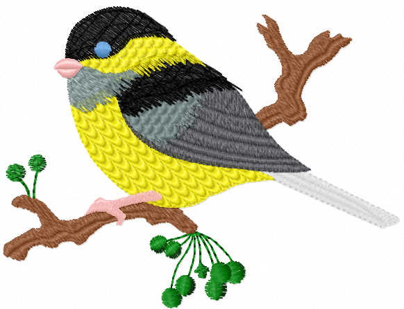 Tit bird free embroidery design