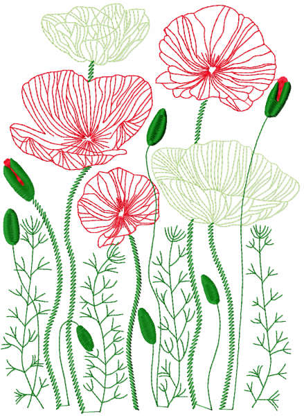 Flowers field free embroidery design