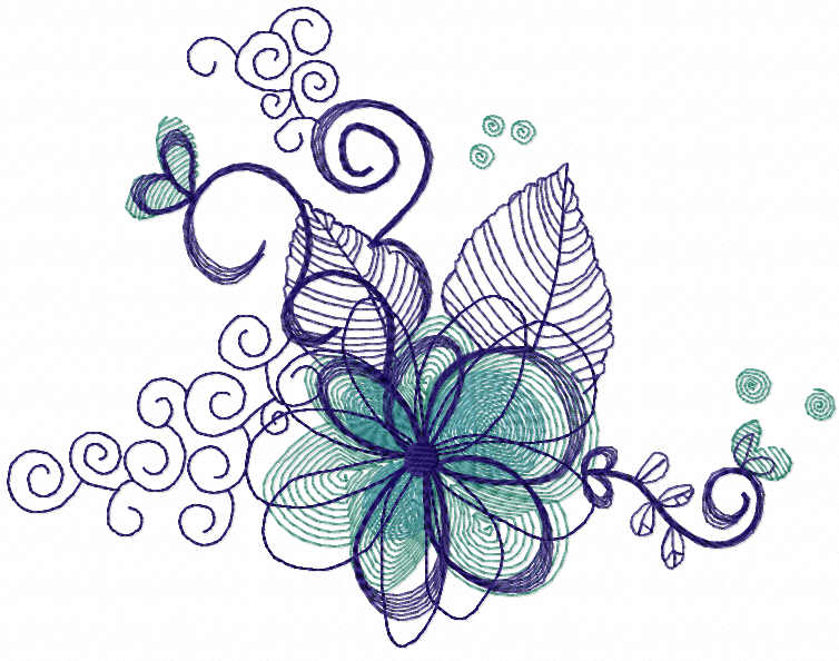 Modern flower decor free embroidery design 3