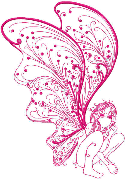 Pink fairy free embroidery design