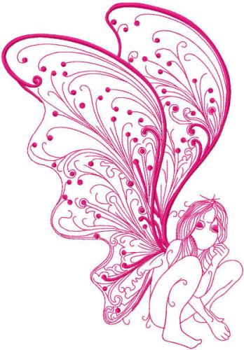 More information about "Pink fairy free embroidery design"