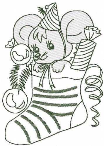 More information about "Christmas mouse in sock free embroidery design"