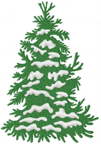 Christmas tree in winter under the snow free embroidery design