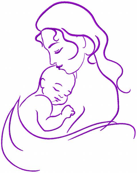 Newborn and mother free embroidery design