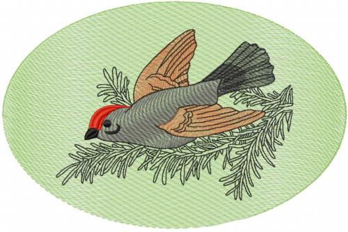 More information about "Winter bird on a branch free embroidery design"