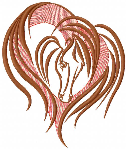 Horse with big mane free embroidery design