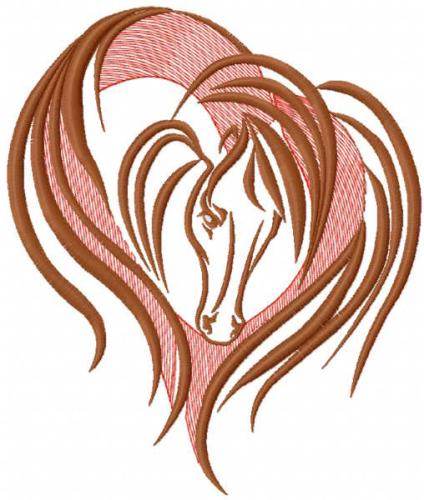 More information about "Horse with big mane free embroidery design"