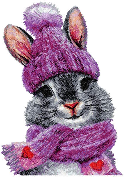 Romantic winter bunny free embroidery design