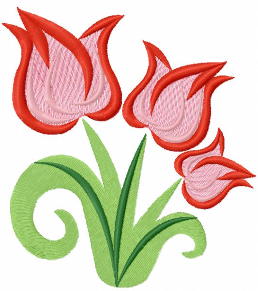 Stylish tulips free embroidery design
