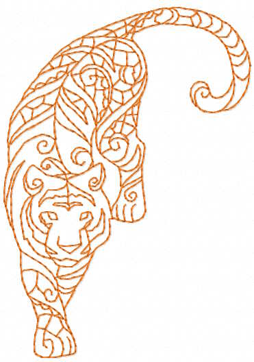 Tiger contour free embroidery design