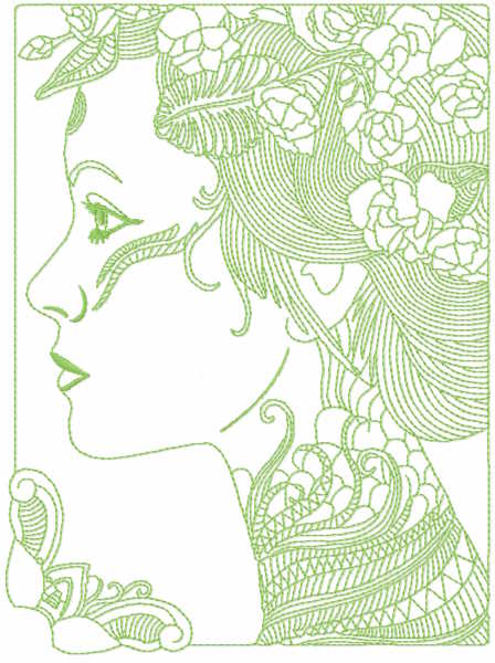 Vintage forest woman free embroidery design