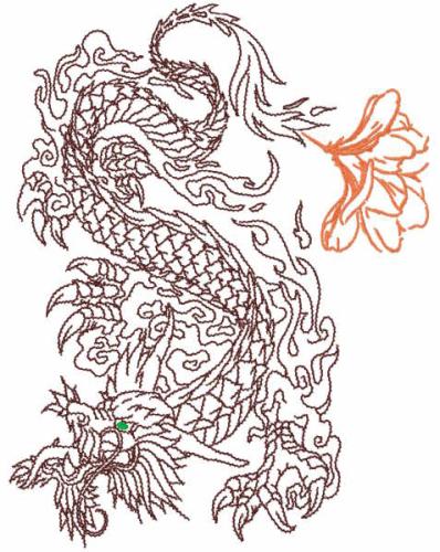 More information about "Dragon with flower free embroidery design"