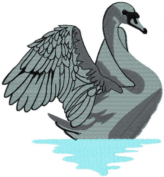Floating swan free embroidery design
