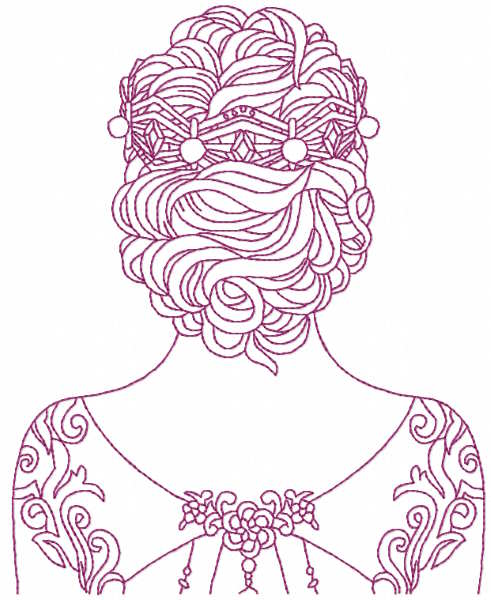 Girls with hairstyles back free embroidery design