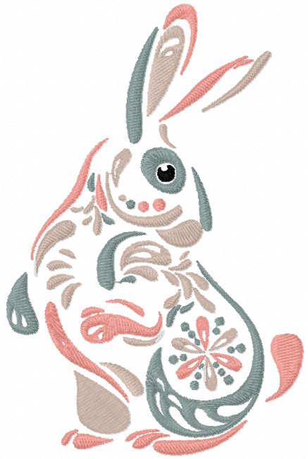 Rabbit ornamental free embroidery design