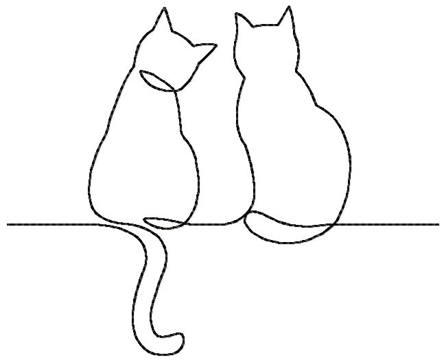 Cats outline free embroidery design