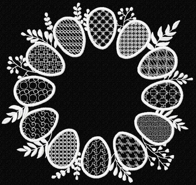 Easter egg wreath free embroidery design