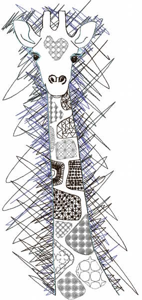 Giraffe sketch african art free machine embroidery design