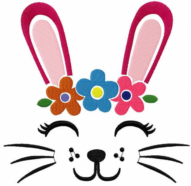Rabbit with Flower Wreath Free Embroidery Design