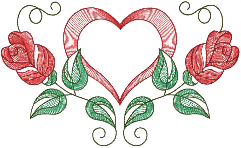 Roses heart free embroidery design