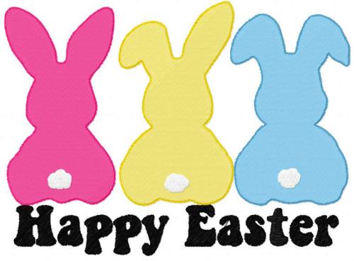 More information about "Three rabbits happy easter free embroidery design"