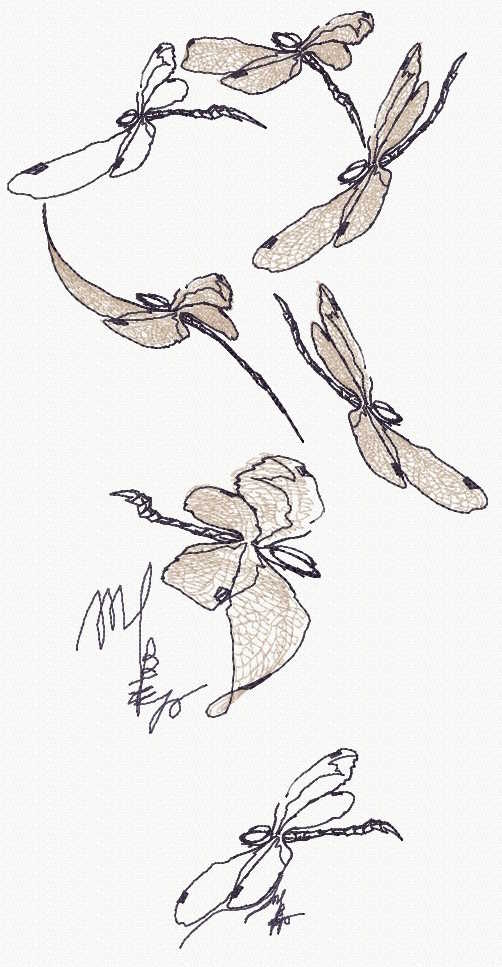 Bring Nature's Beauty to Life with Dragonflies Sketch Free Embroidery Design